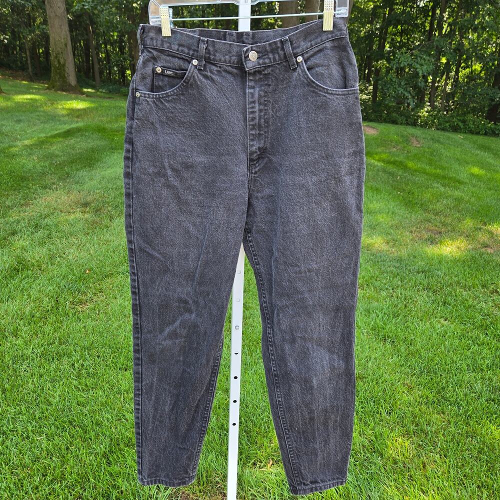 Vintage 80's Women's Lee Riders Weathered Black Tapered Jeans Back Darts sz 14M